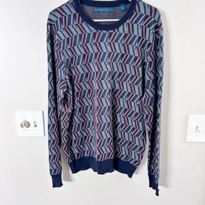 Perry Ellis Men's Sweater - Blue and Purple Chevron